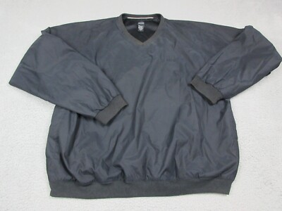 Izod Jacket Mens Adult Large Black Pullover Casual V Neck Golf Lightweight 