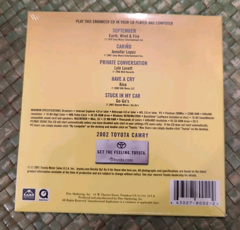 Toyota Camry 2002 MAKING TRACKS  Music Video Interactive Enhanced CD NEW SEALED - Image 3 of 4