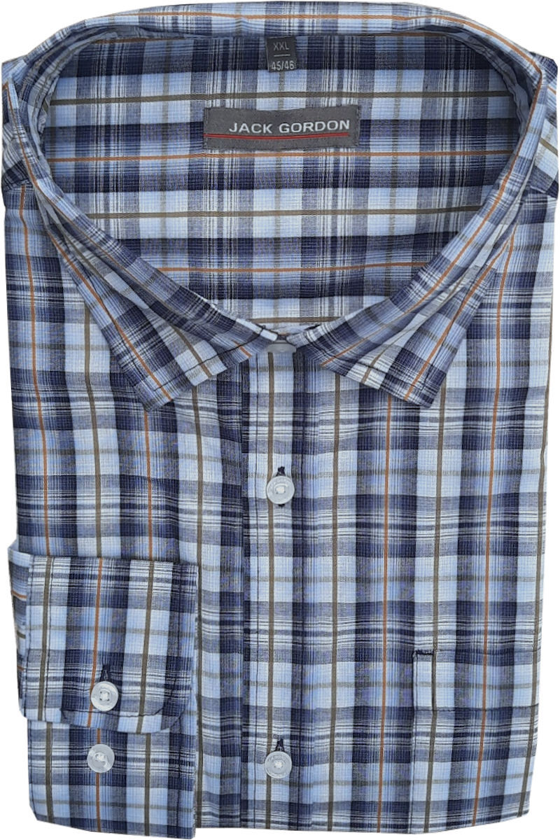Camicia uomo casual collo classico manica lunga quadri taglie forti 5100 foto 5