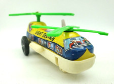 Vintage SIGHT SEEING HELICOPTER TIN  PLASTIC WIND UP TOY, 4", 1980s, Hong Kong