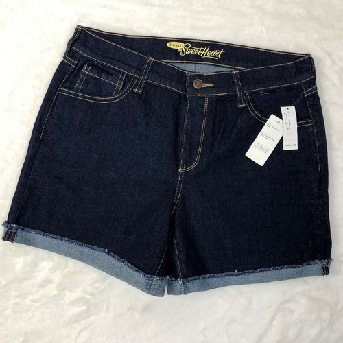 Old Navy Sweetheart Shorts Denim Frayed Cuffed Hem Dark Wash Jean Women 6