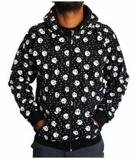 Schwarzer Zippe Hoodie Skulls & Dots NEU Biker, Gothic, Gotik, Metal