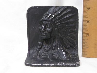 Indian Bookend ／single vintage antique cast metal book end single Native American Indian