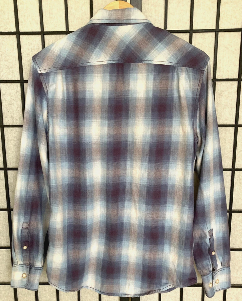 Original Penguin Blue Plaid Shirt Button Up Long Sleeve Men's Size S - Image 3 of 4