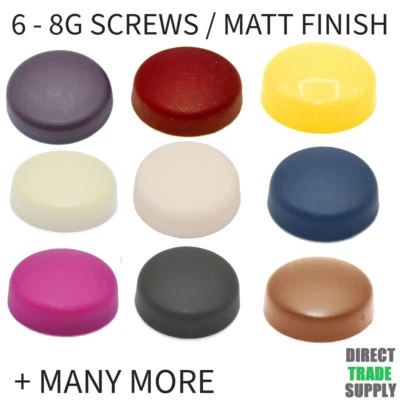 VARIOUS Decorative Plastic Two Piece Matt Screw Cap Covers 6-8 Gauge Screws - 13.1mm