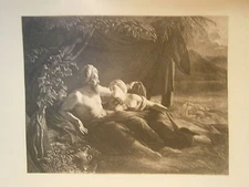 Ruth and Boaz engraving board after the painting exhibited by Hersent