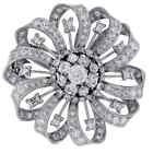 8.50 Ct Multi Cut White Cubic Zirconia Awesome 935 Silver Beautiful Brooch Pin
