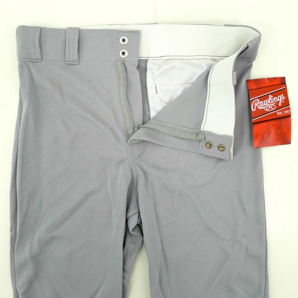 Pantalones de béisbol Rawlings Youth Deluxe lazos para cinturón bolsillo trasero pantalones elásticos grises Foto 4 de 4