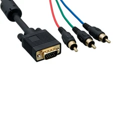 3-15Ft VGA HD15 to RCA RGB Male Video Cable EMI Gold-Plated TV Projector Monitor