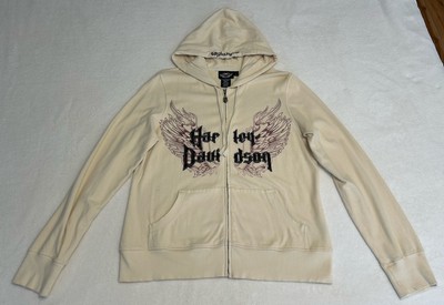 Harley Davidson Ladies Hoodie Size Large Full Zip Off White 