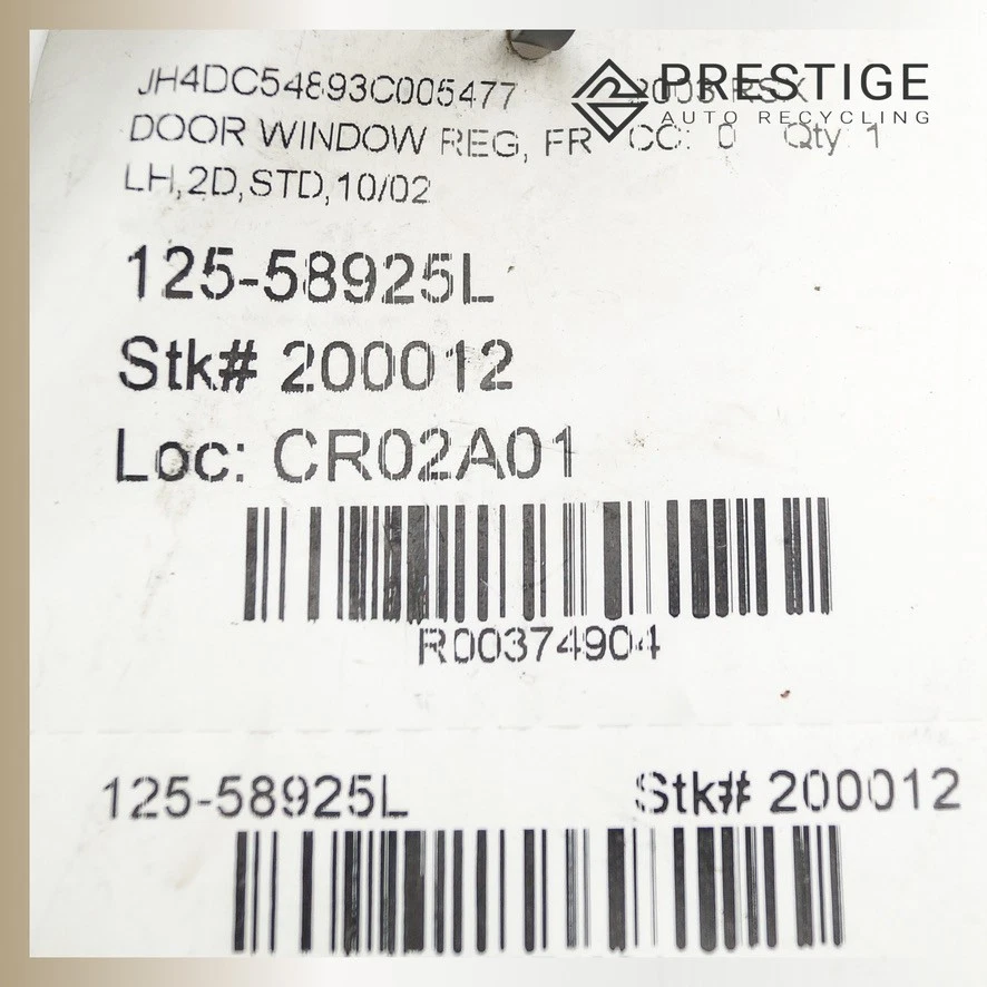 Regulador de ventana de puerta ACURA RSX 2002-2006 con motor delantero izquierdo 72250-S6M-A02 Foto 4 de 4