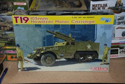 1/35 DRAGON T19 105MM HOWITZER MOTOR CARRIAGE HALFTRACK M3 M4 #6496 NEW