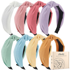 obeoby 8Pcs Girls Headbands, Knotted 1 Count Pack of 8 , Light color series