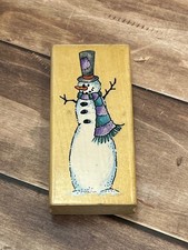1995 STAMPENDOUS N045 SLIM SNOWMAN WOOD MOUNTED RUBBER STAMP