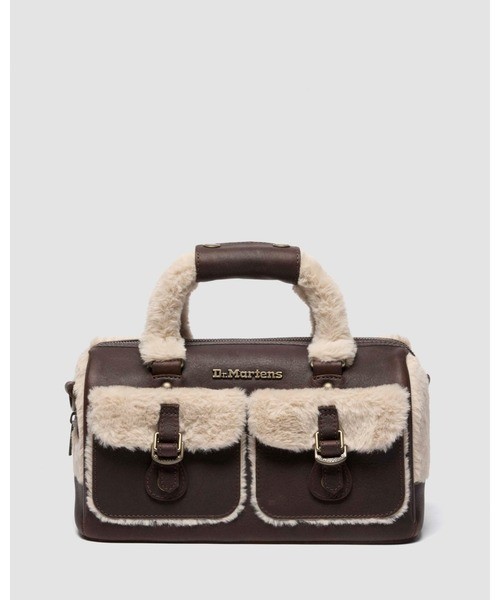 Dr. Martens Grizzly Milo Fur Top Handle Bag Dark Brown Natural