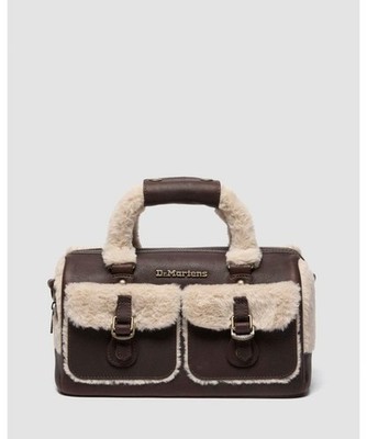 ファーディー Dr. Martens Grizzly Milo Fur Top Handle Bag Dark Brown Natural