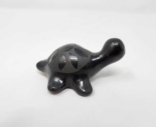 Santa Clara New Mexico Pueblo Black Clay Pottery Turtle Figurine Native American