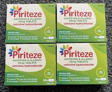 Image of 4x 30 Piriteze Allergy Relief Tablets -Hayfever Dust Allergies 120 Tab Exp 26/27