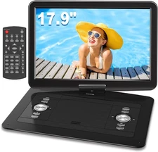 17.9" Large Portable DVD/CD Player with 6 Hrs 5000mAH Rechargeable Battery, 1...