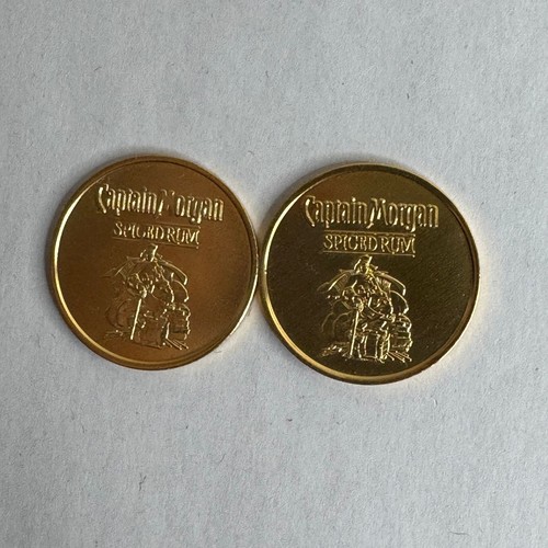 Captain Morgan Spiced Rum One Piece of Eight Gold Tone Challenge Coins Tokens 2