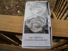 Set Of 2 Vintage KIG Indonesia Votive/Tapered Clear Glass Candle Holders - NIB