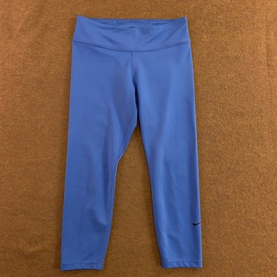 Nike Womens Large Blue Dri-FIT Activewear Cropped Leggings