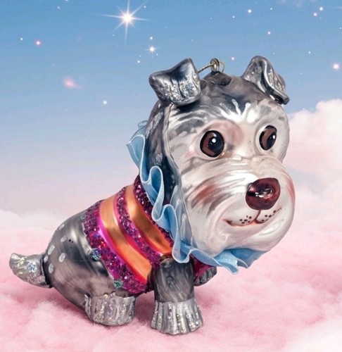 Shih Tzu Hundeliebhaber Weihnachten Glas Ornament Glitzer Glamour Rüschen Schleifen 4" - Bild 1 von 3