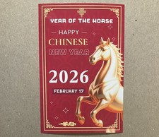 New postcard 4x6 Happy Chinese Lunar New Year 2026 Year of the Horse