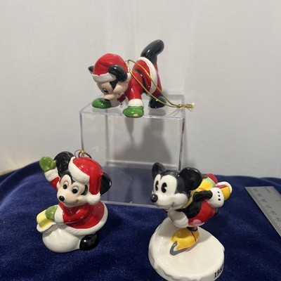 SET OF 3 Schmid  Walt Disney  Porcelain Mickey Mouse Christmas Ornament RARE