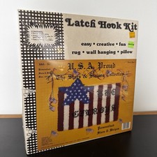 NEW 1990 Latch Hook Kit, Stars Stripes USA Proud Hobby Craft American Flag