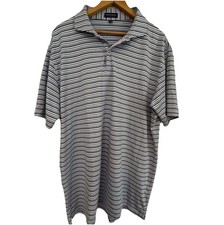 Peter Millar Crown Crafted Polo Golf Shirt Mens XL Blue Stripe. Preppy Classic