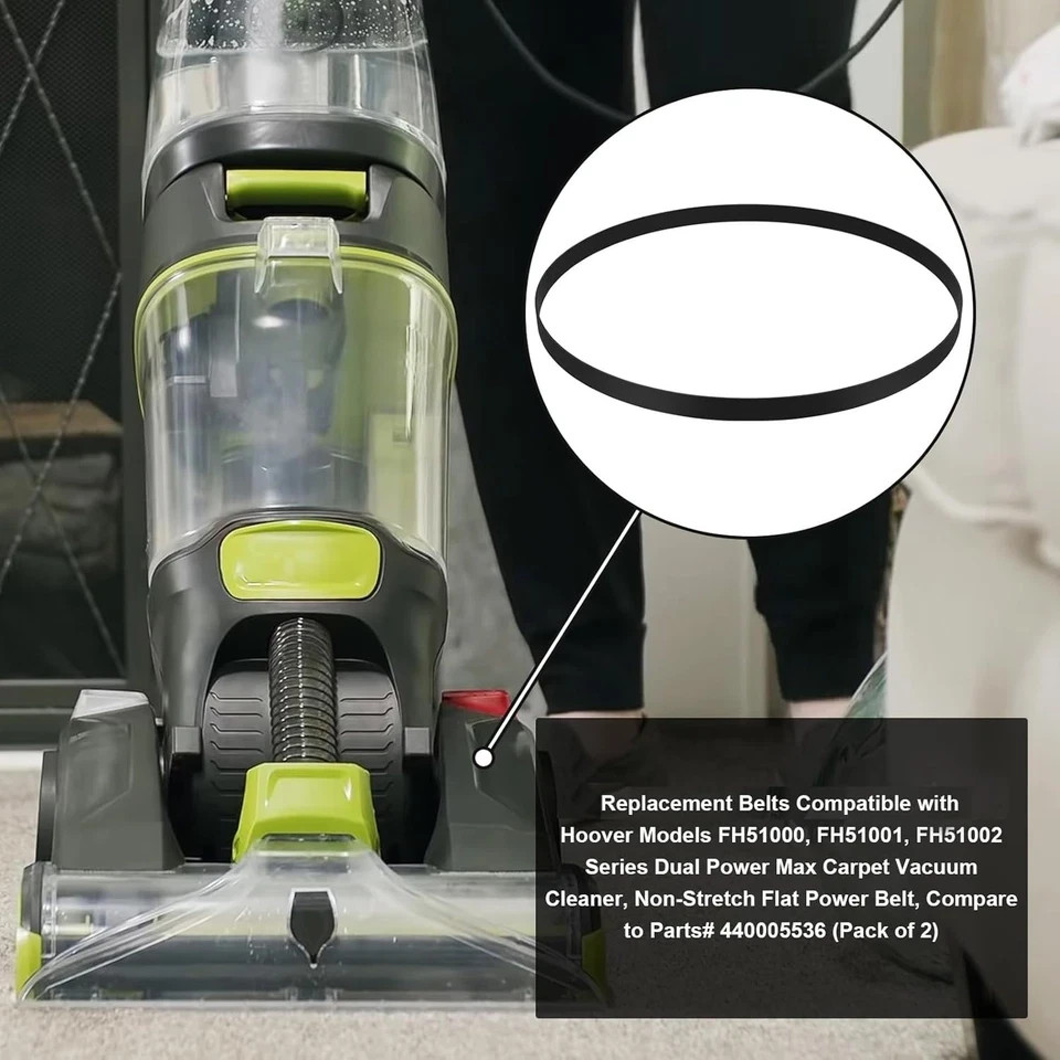 2 PCS 440005536 Replacement Belts for Hoover Dual Power Max Carpet Cleaner Vacuu