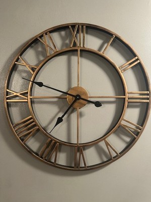 Rusty Patina Copper Color Metal Wall Clock  Art Decor