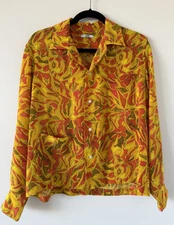 BODE Fall Collection ‘21/22 Abstract Foliage Silk Long Sleeve Women’s Shirt-XS/S