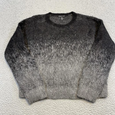 Eileen Fisher Sweater Womens S Gray Black Ombre Crewneck Mohair Alpaca