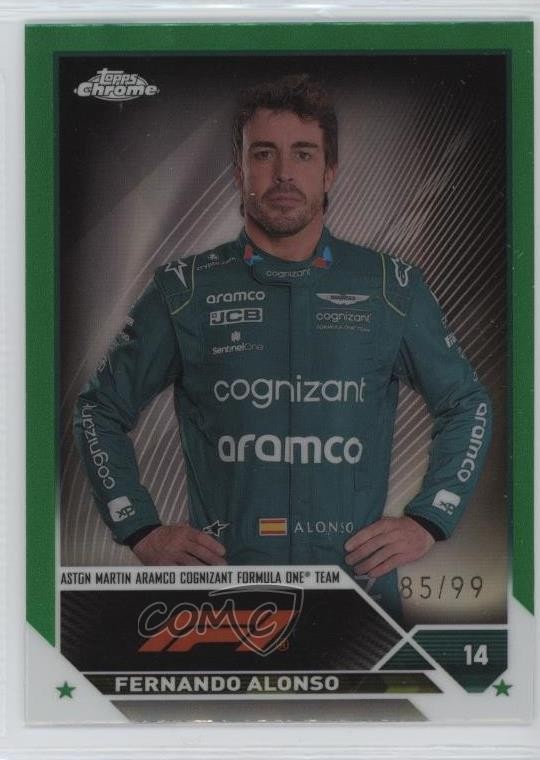 2023 Chrome Formula 1 F1 Drivers Green Refractor 85/99 Fernando Alonso #32 16c2