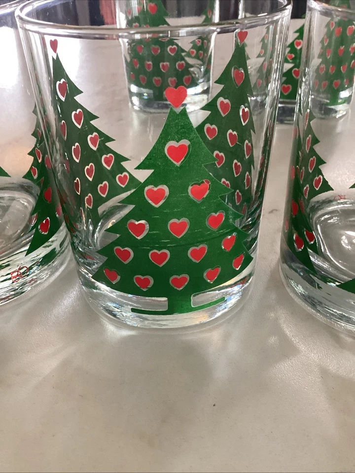 Lote De 6 Vasos De Colección Department 56 Árbol De Navidad con Corazones Rocas De Whisky Foto 4 de 4