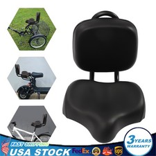 Bike Saddle Seat w/ Backrest Bicycle Extra Wide Comfort Leather Cushion Soft Pad