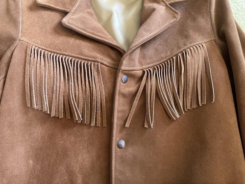 Schott Fringe Leather Jacket Tan Suede USA Size 36 Men's Western Cowboy Biker - Picture 3 of 18