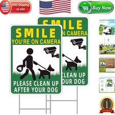Smile, You  re on Camera Dog Poop Signs - 2-Pack, Long-lasting  Weatherproof
