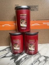 NEW YANKEE CANDLE SPARKLING CINNAMON LARGE JAR  2-WICK  22 OZ. CANDLE - LOT OF 3