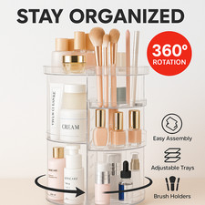 360 Rotating Makeup Organizer 8 Tier Adjustable Cosmetic Storage for Vanity Desk