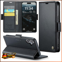 HandyhüLle FüR Iphone 17 PU Leder KlapphüLle Mit Kartenfach Rfid Schwarz