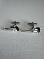 Guitar Cufflinks Black White Music Instrument Accessories