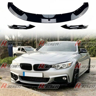Front Bumper Lip Splitter Gloss Black For 14-20 BMW 4Series F32 F33 F36 M Sport