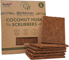 Coconut Scrubber(6) - Natural Dish Scrubber | Eco Friendly & Non-Scratch Coconut