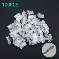 100 Pcs RJ45 Network Shielded Modular Plug CAT5e 8P8C Connector End Pass Through