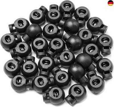 GYGYL 30Pcs Black Plastic Cord Locks, End Toggle Single Hole Spring Stopper