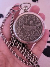 Molnija"Wolves on the Hunt "Soviet Pocket Watch with Chain