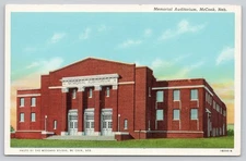 Vintage Linen Postcard Memorial Auditorium McCook Nebraska Curteich